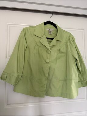 Edward Light Green Cropped Pea Coat with Large Buttons